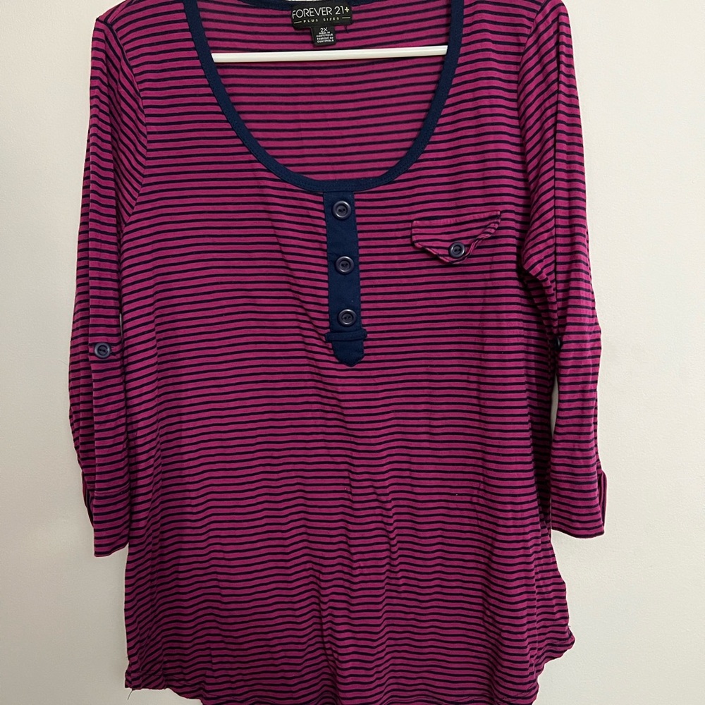 Forever 21 Women's Striped Purple Top
